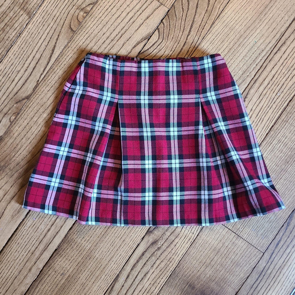 Red Plaid Skirt Girls Size 5 Bonnie Jean
